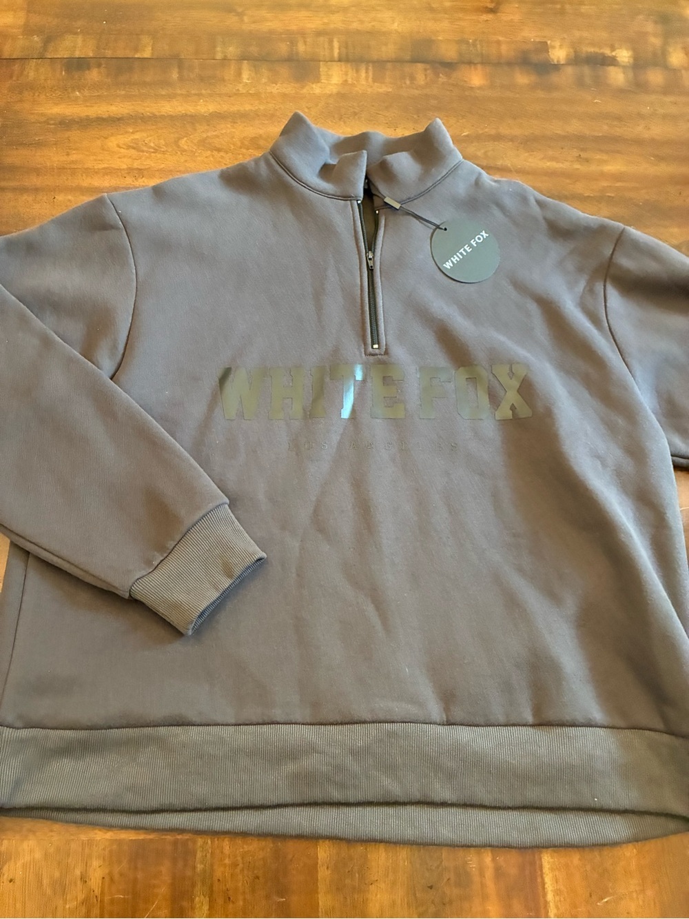 White Fox High Standard Zip Front Sweater Women’s Medium Large Shadow Gray NWT - Picture 2 of 5
